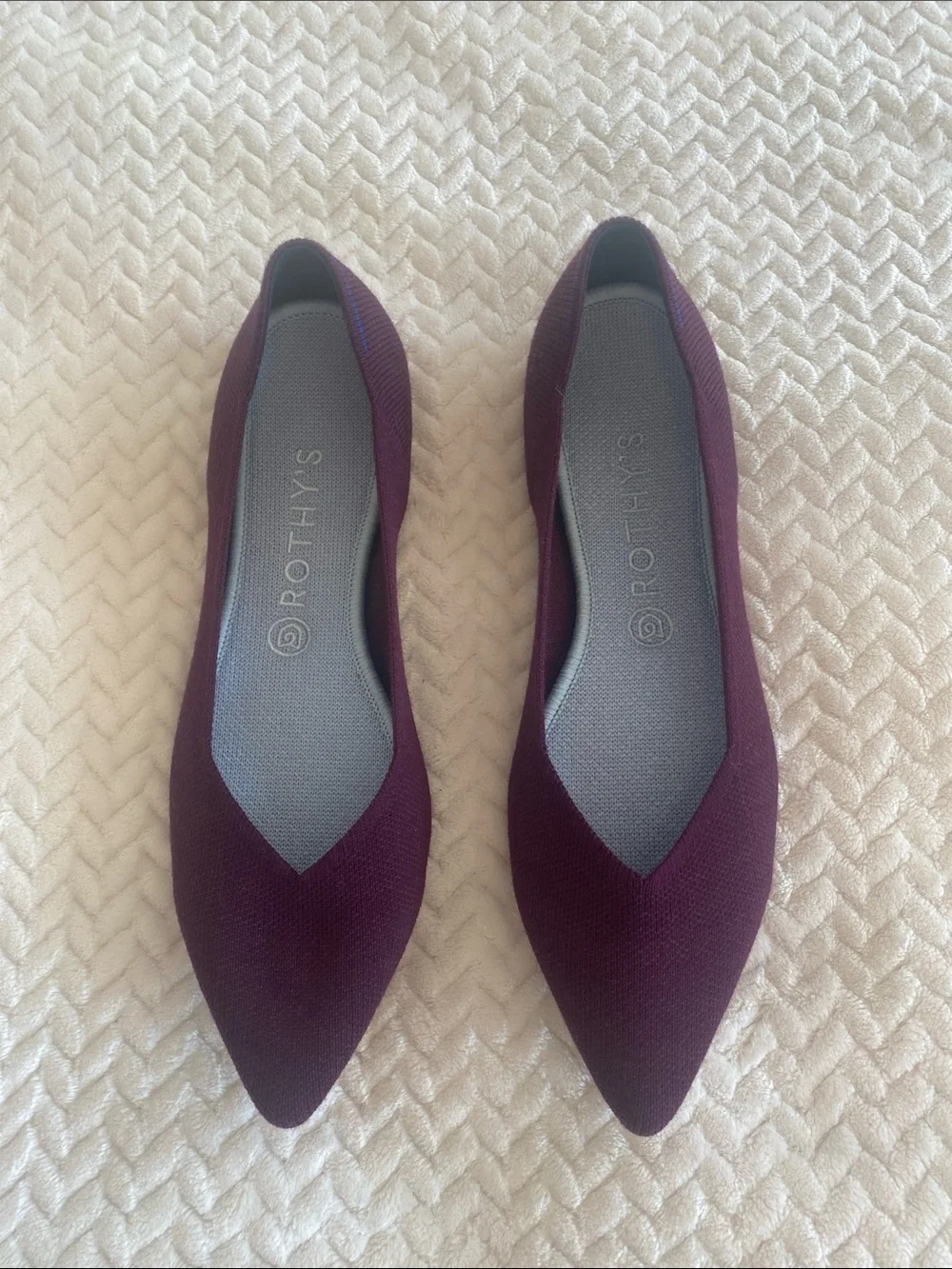 Rothy's Pointed V-Neck Ballet Flat in Plum